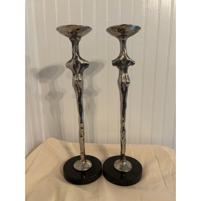 Black Michel Aram "Adam and Eve" Candlesticks For Sale - Image 8 of 11