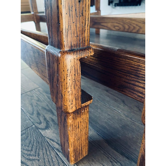 Wood Vintage Large Oak Parquet Top Drop Leaf Dining Table For Sale - Image 7 of 12
