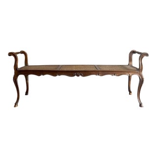 Mid 20th Century French Provincial Louis XV Style Caned Window Bench For Sale