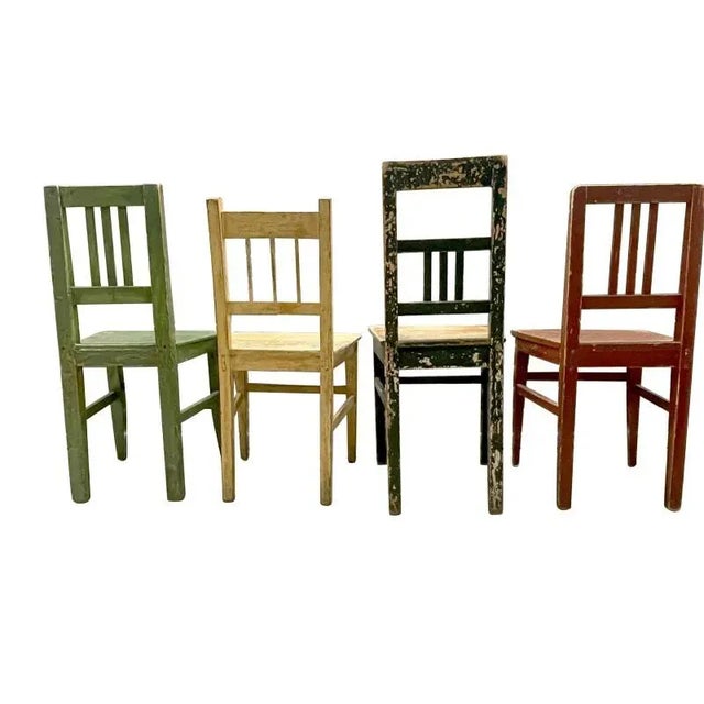 Farmhouse Antique French Pine Side Chairs- A Set of 4 For Sale - Image 3 of 13