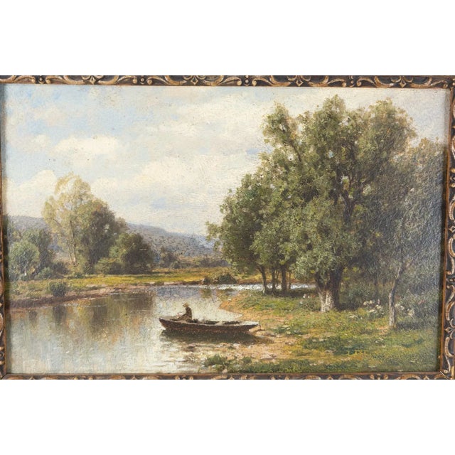 We are selling this fine quality American school painting. This oil painting is done on a extra high quality cardboard...