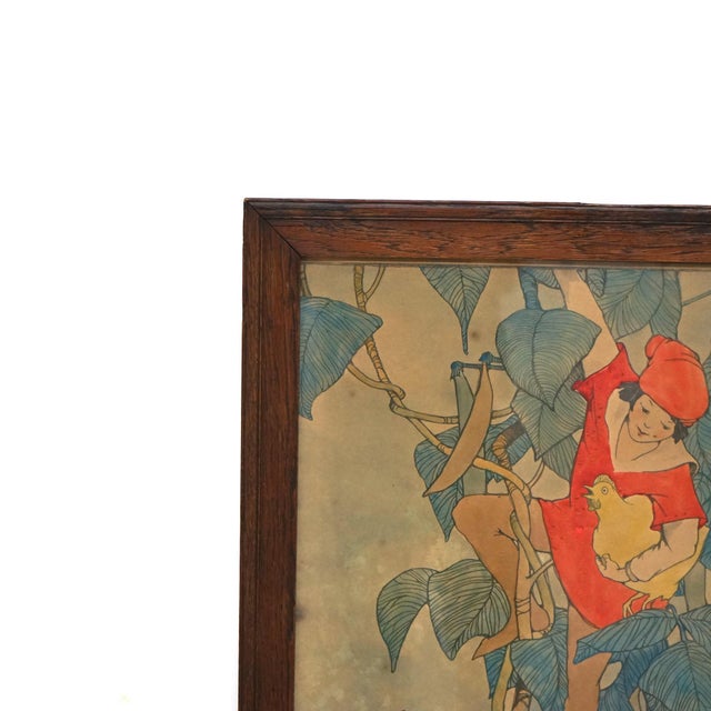 Early 20th Century Antique Elizabeth Tyler Lithograph “Jack And The Beanstalk”, Framed, Circa 1920 For Sale - Image 4 of 9