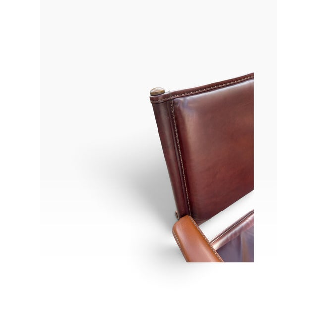Metal Vintage Stitched Leather Chairs by Jacques Adnet, 1950s, Set of 2 For Sale - Image 7 of 10