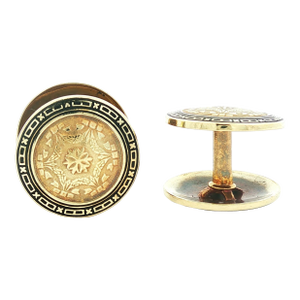 Vintage Deco Style Allsopp-Bliss Button Style Enameled Cufflinks, A Pair