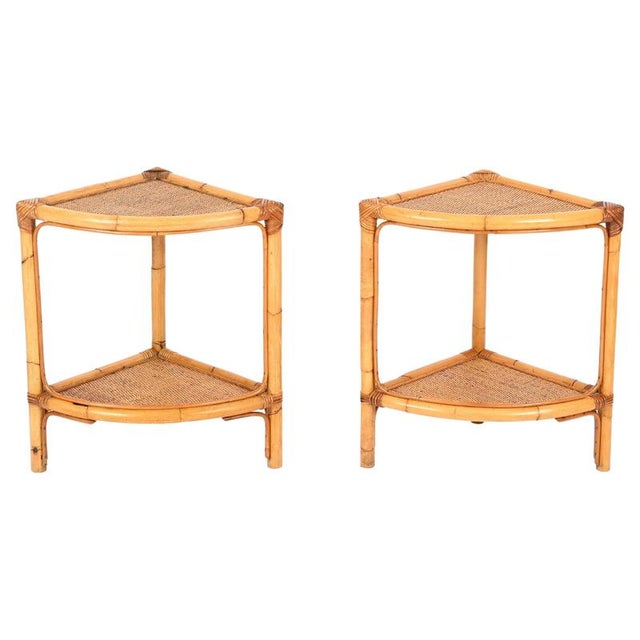 French Riviera Nightstands or Side Tables in Bamboo Rattan, Italy, 1970s, Set of 2 For Sale - Image 15 of 15