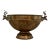 Vintage Antique Finish Brass 12.5” Pedestal Centerpiece Bowl With Stag Deer Head Handles For Sale
