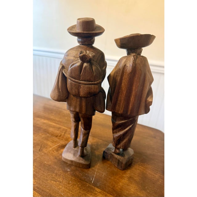 Rustic 1930s The Travelers Hand Carved Wooden Folk Art For Sale - Image 3 of 12
