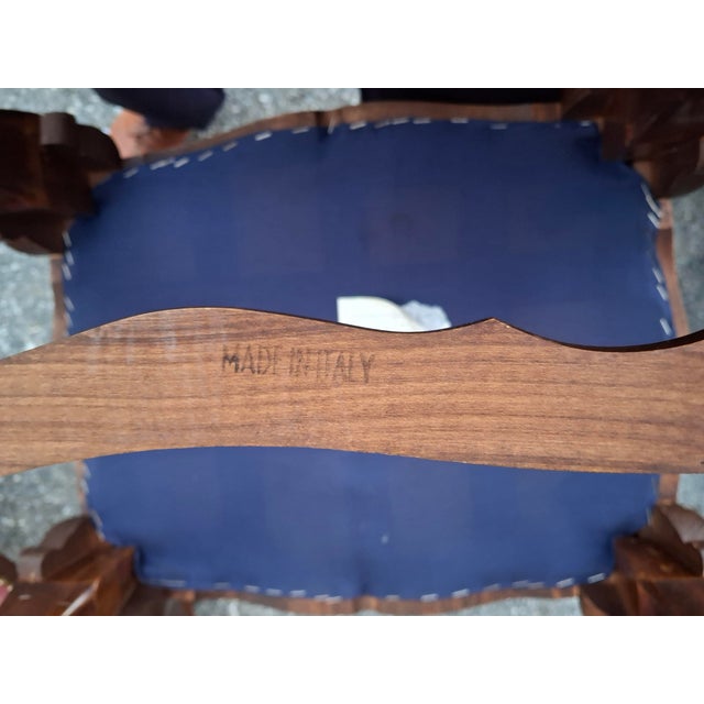 Pink Late 20th Century Pair Italian Walnut and Pink Suede Upholstered Low Stools Footstools For Sale - Image 8 of 9