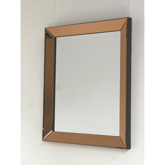 Vintage Peach Smoked Beveled Mirror, 1970s For Sale - Image 3 of 8