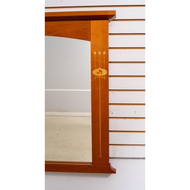 2000 - 2009 Stickley Cherry Mission Style Harvey Ellis Inlaid Mirror For Sale - Image 5 of 10