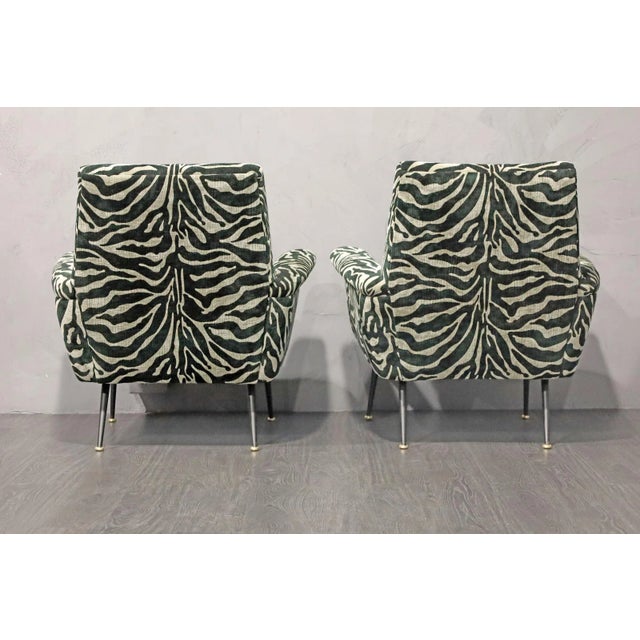 Mid 20th Century Mid 20th Century Pair of French Lounge Chairs in New Upholstery For Sale - Image 5 of 15