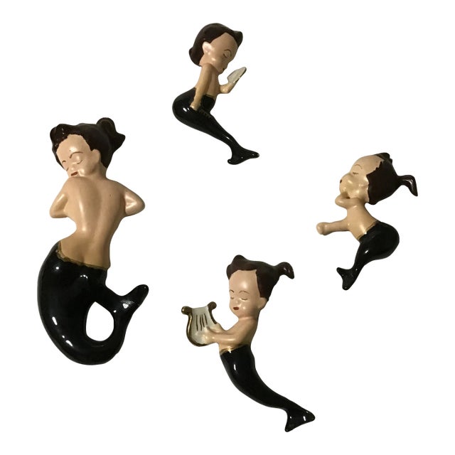 1960s Palm Beach Coastal Mermaid Wall Hanging- Set of 4 For Sale