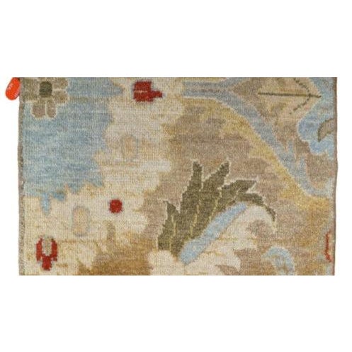 Afghan Traditional Sultanabad Wool 3 x 3 Ivory, Light Blue, Red & Olive Handmade Area Rug #9902734