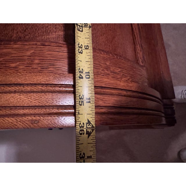 1900-1909 Tiger Oak Rolltop Secretary Cylinder Desk 82” X 36” W Glass Bookshelf For Sale - Image 10 of 12