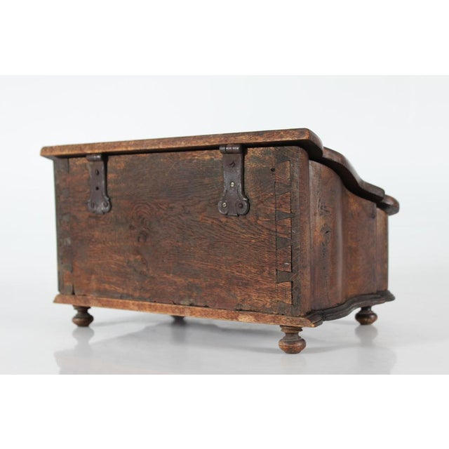 Wood Antique Mid 19th Century Scandinavian Baroque Oak Sewing Box For Sale - Image 7 of 14