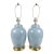 Vintage Pair 1970s Ceramic Table Lamps Powder Blue Ginger Jar Brass Base MCM For Sale