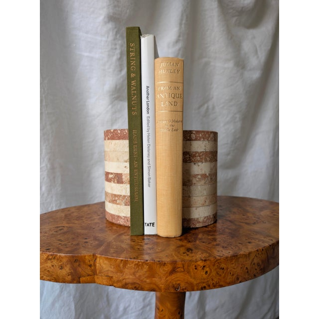 Vintage Striped Travertine Demilune Bookends by Fratelli Mannelli, 1970s, Set of 2 For Sale - Image 12 of 13