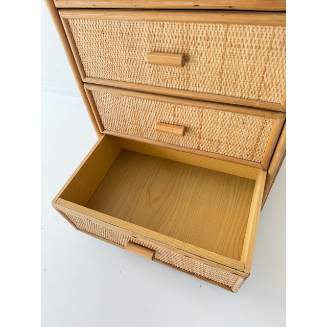 Vintage Rattan Wicker 6-Drawer Dresser, 1960s For Sale - Image 10 of 12