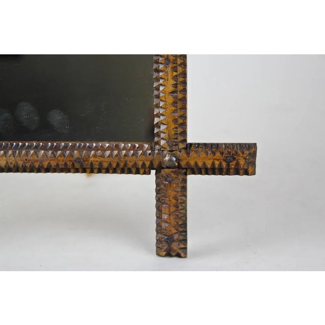 Glass Austrian Hand-Carved Tramp Art Wall Mirror, 1870 For Sale - Image 7 of 13