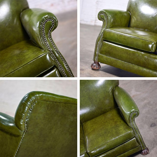 1940-1950Äôs Traditional Green Naugahyde Faux Leather Lawson Club Style Sofa W/Rolled Arms For Sale - Image 10 of 12