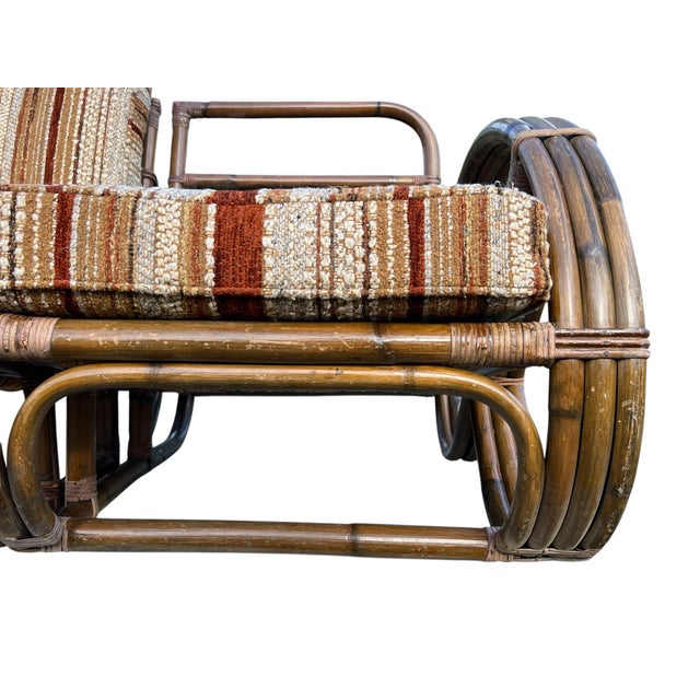 Brown Vintage Rattan Paul Frankl Style Pretzel Sofa For Sale - Image 8 of 11