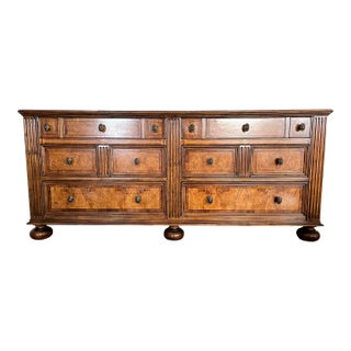 Walnut Burled Lowboy Dresser For Sale
