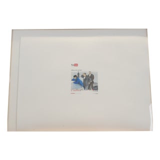 Italian Prime Minister on YouTube, Drawing on Vellum, Illegibly Signed, 2009 For Sale