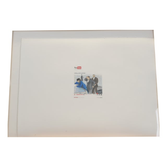 Italian Prime Minister on YouTube, Drawing on Vellum, Illegibly Signed, 2009 For Sale