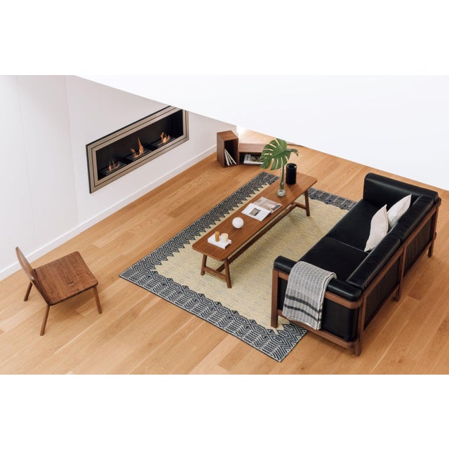 Contemporary LIFT Minimalist Three-Seater Sofa in Ash Wood and Black Leather Seat by Julien Renault For Sale - Image 3 of 12