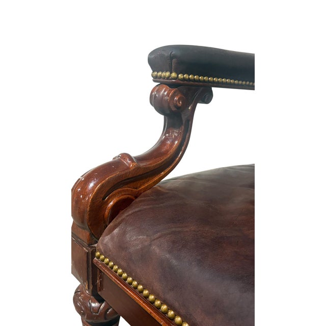 Ralph Lauren Regency Library Chair and Ottoman For Sale In Philadelphia - Image 6 of 13