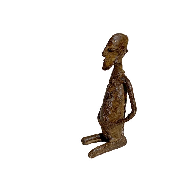 African Dogon Bronze Figure of a Seating Male Mali 4.75" H For Sale In New York - Image 6 of 11