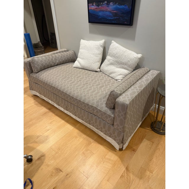 Modern Cr Laine Layla 85” Upholstered Daybed | Custom Sunbrella Performance Fabric | Neutral Geometric Including Two Ivory Accent Pillows For Sale - Image 3 of 3