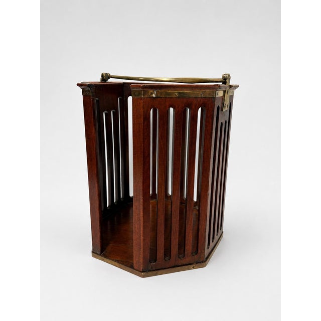 Traditional English Georgian Mahogany and Brass Slatted Plate Bucket For Sale - Image 3 of 8