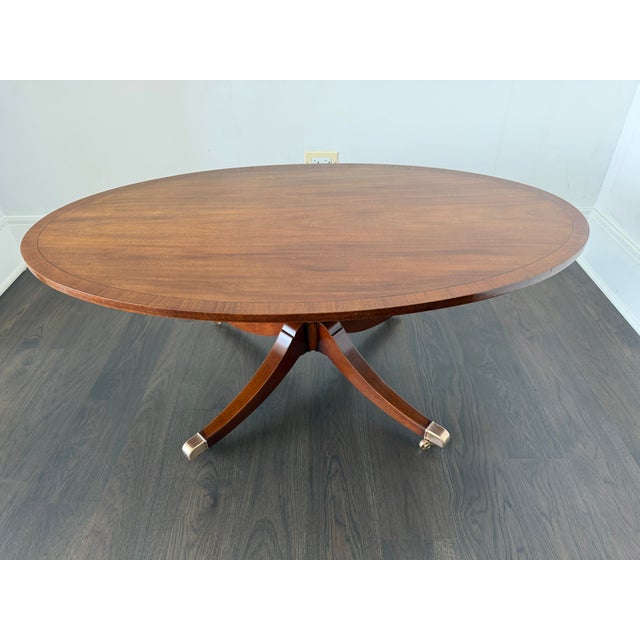 Traditional Oval Mahogany Coffee Table For Sale - Image 3 of 5