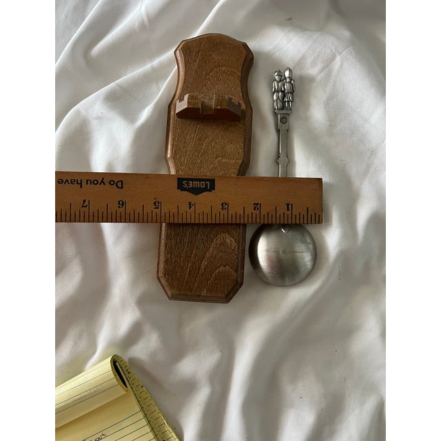 Vintage Dutch Pewter Wedding Spoon With Wooden Holder For Sale - Image 9 of 11