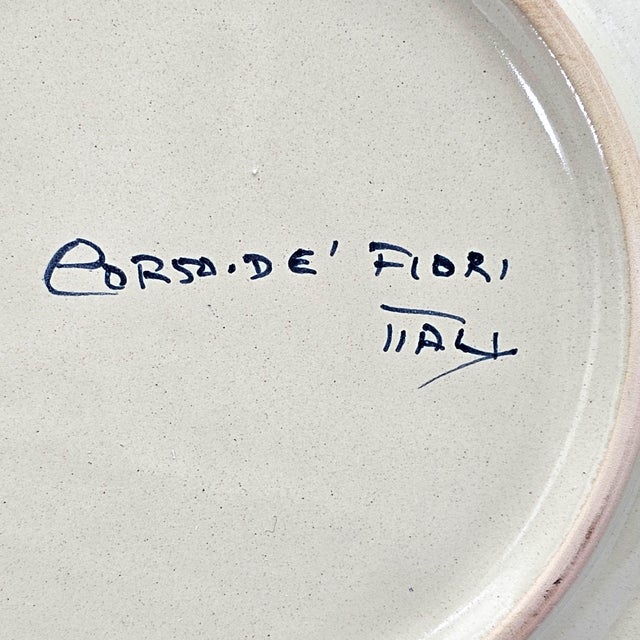 Cream Late 20th Century Corso Dei Fiori “Casolare” Italian Hand-Painted Maiolica Dinner Plates, Set of Four For Sale - Image 8 of 8