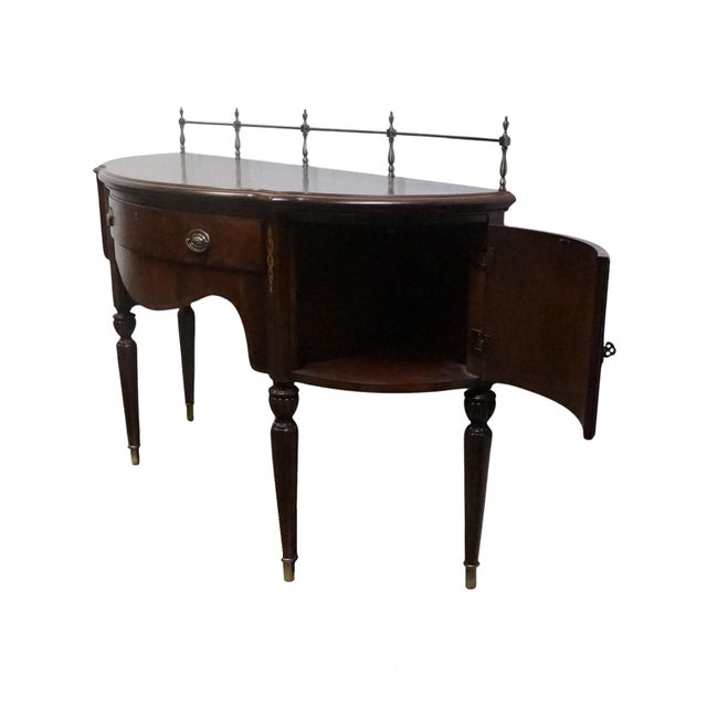 Thomasville Furniture Kent Park Collection Banded Flame Mahogany 68" Buffet Sideboard W. Brass Rail 38921-240 For Sale - Image 10 of 15