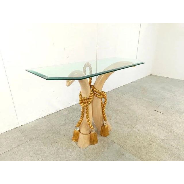 Gold Vintage Faux Tusk Console Table, 1980s For Sale - Image 8 of 12