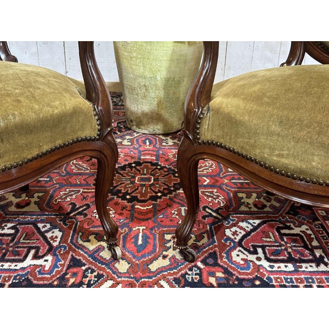19th-Century Napoleon III Mahogany Armchairs, Set of 2 For Sale - Image 9 of 18