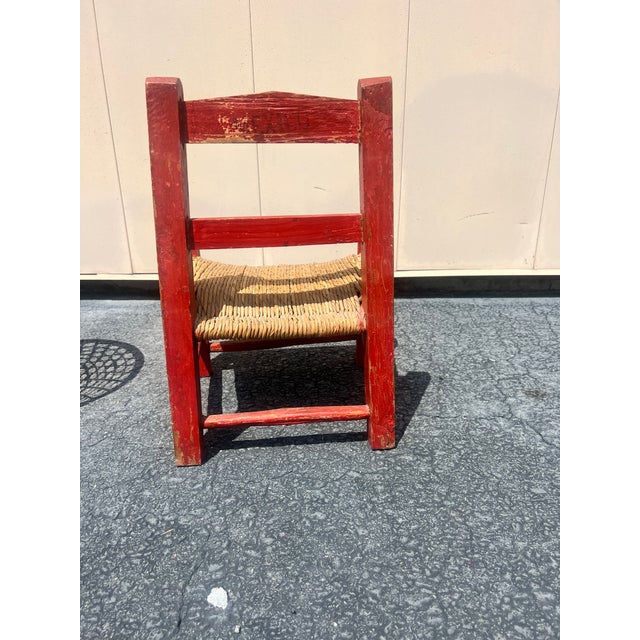 Wood Vintage Mexican Folk Art Children’s Chair For Sale - Image 7 of 11