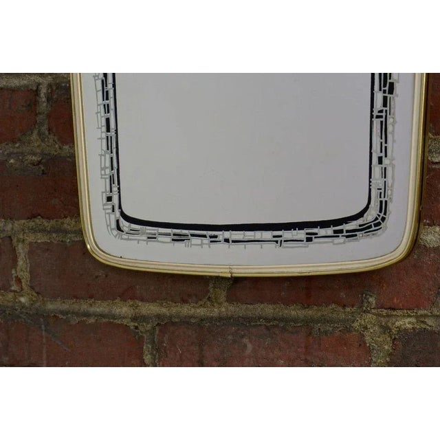 Mid-Century Modern Serigraph with Mirror, 1950s For Sale - Image 3 of 7