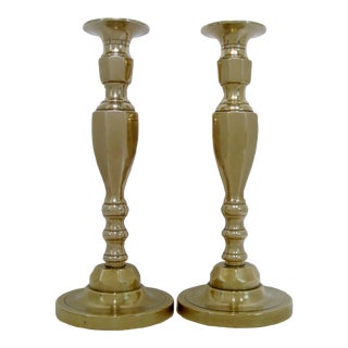 Vintage American Brass Candlesticks -- a Pair For Sale