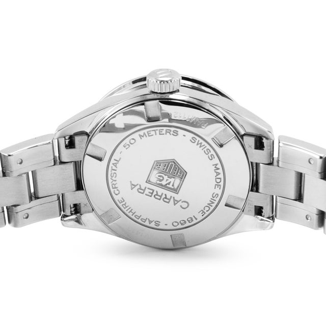 Early 21st Century Ladies Tag Heuer Carrera 27mm wv1413.ba0793 Mop Diamond Dial Steel Quartz Watch For Sale - Image 5 of 11