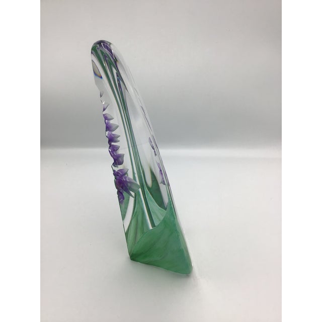 1950s Vintage Paper Weight Mats Jonasson 11” Crystal Orchid Sculpture Signed For Sale - Image 5 of 11