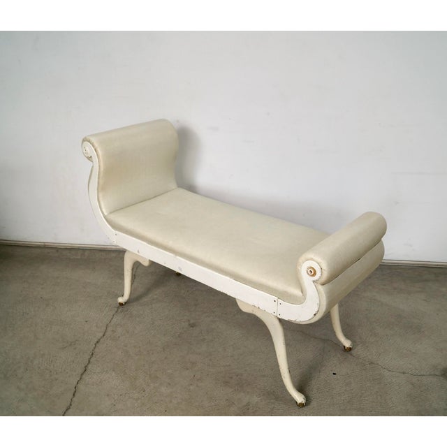 Dorothy Draper 1930’s Hollywood Regency Irving Chase Curled Scroll Bench For Sale - Image 4 of 12