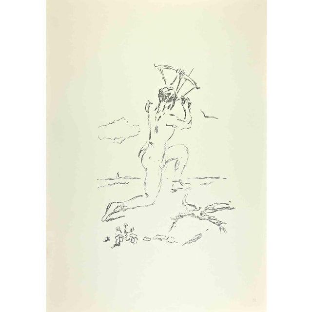 Archer is an artwork realized by Filippo De Pisis (1896, Ferrara - 1956, Milano) in 1968. Black and white lithograph. Good...