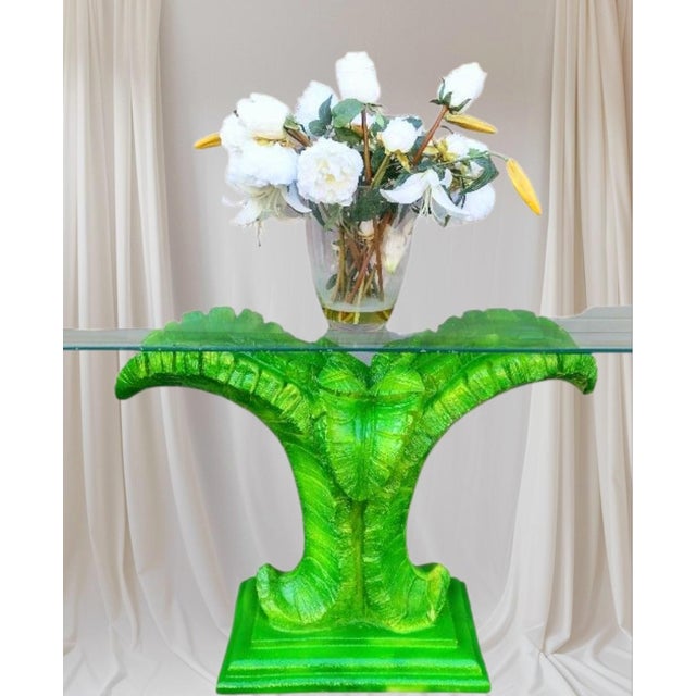 A beautiful vintage plaster Serge Roche huge palm frond hand painted table base. I have 2 available sold separately. The...
