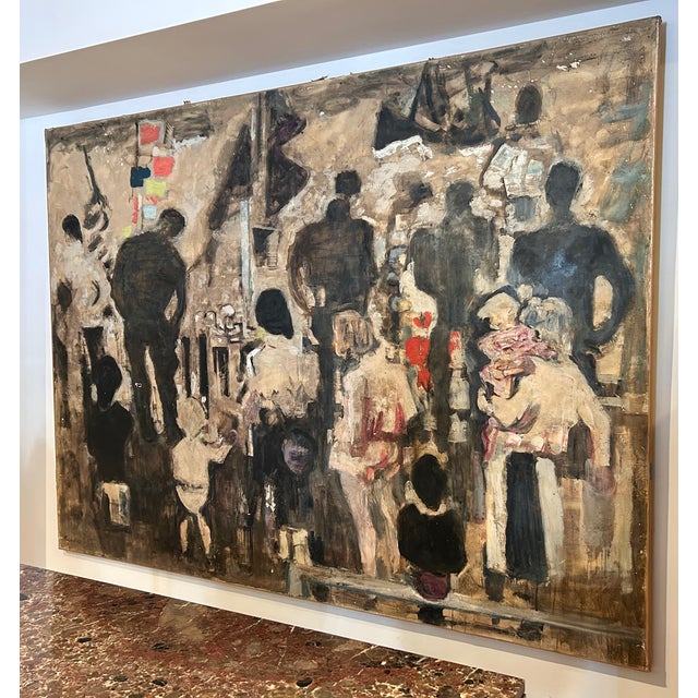 Modern 1960s Large Scale “Sur La Port” Oil on Canvas Painting by Alexandre Garbell For Sale - Image 3 of 13