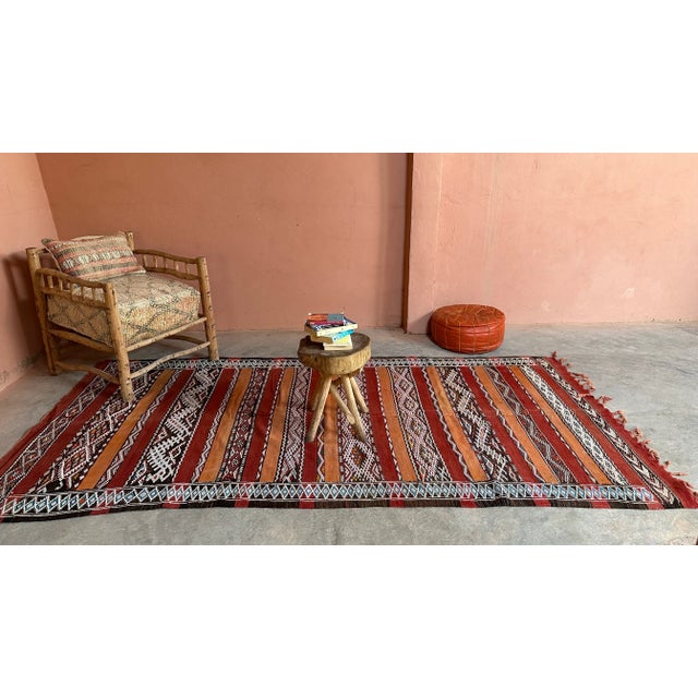 Tribal 1980s Moroccan Authentic Flatweave Kilim Rug - 10.2 X 5.02 Ft For Sale - Image 3 of 9
