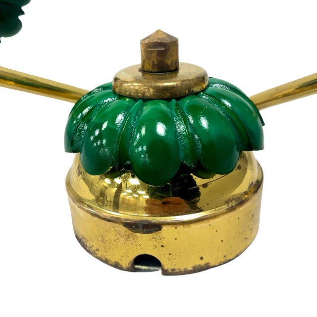 Preciosa Double Wall Lamp | Czechoslovakia 1980s | Malachite Glass | Brass | E14 For Sale - Image 10 of 14